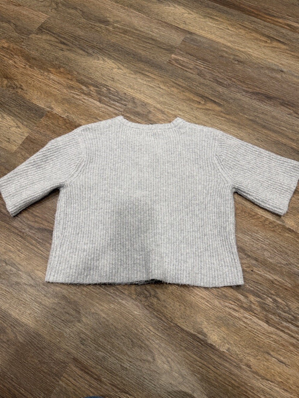 aerie Heather Light Gray Ribbed Button-Up Cardigan - Picture 4 of 5